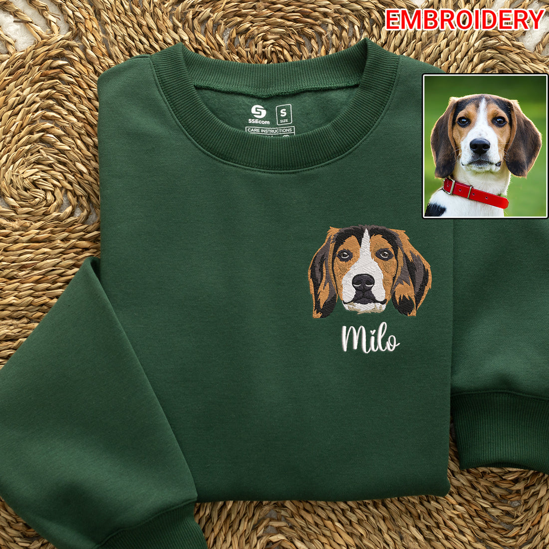 Custom Embroidered Dog Sweatshirt, Dog Mom Sweater, Pet Memorial Gifts, Personalized Pet Face and Pet Name Sweatshirt