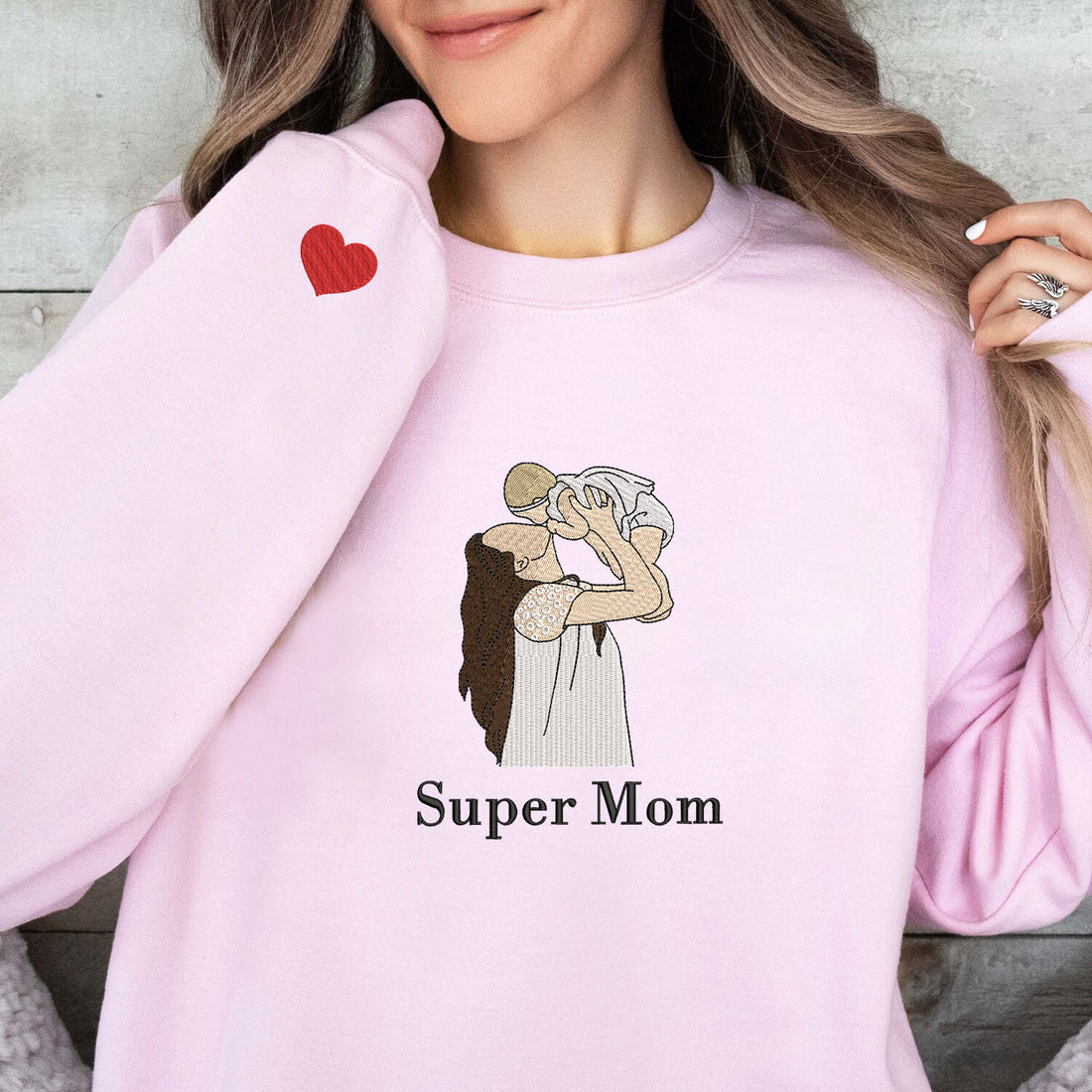 Custom Embroidered Portrait Sweatshirt, Embroidered gift for Mother's Day, Personalized Mom and Daughter, Custom Embroidered Sweatshirt