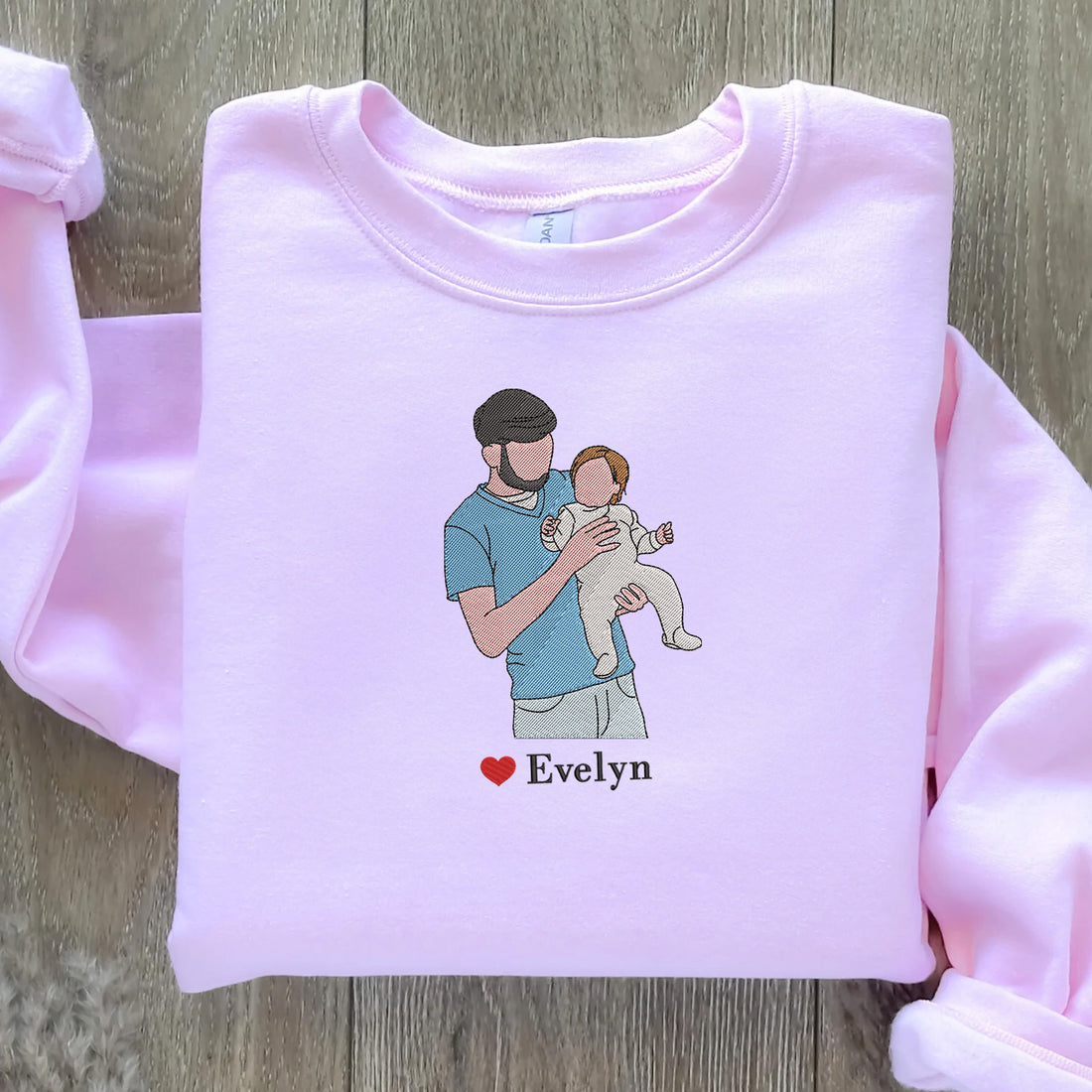 Custom Embroidered Portrait From Photo Sweatshirt, Father's Day Embroidered Sweatshirt, Custom Photo Embroidered gift for Father's Day